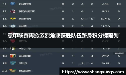 意甲联赛再掀激烈角逐获胜队伍跻身积分榜前列