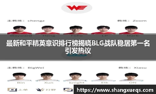 最新和平精英意识排行榜揭晓BLG战队稳居第一名引发热议
