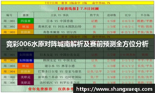 竞彩006水原对阵城南解析及赛前预测全方位分析